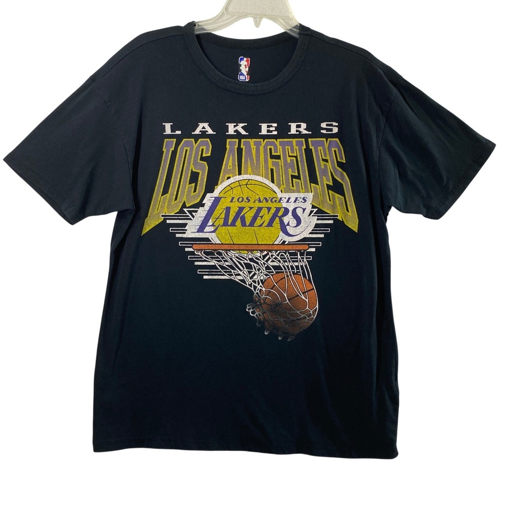 Los Angeles Lakers T-Shirt Mens‎ Medium NBA Graphic Black Short Sleeve Hoops Tee
